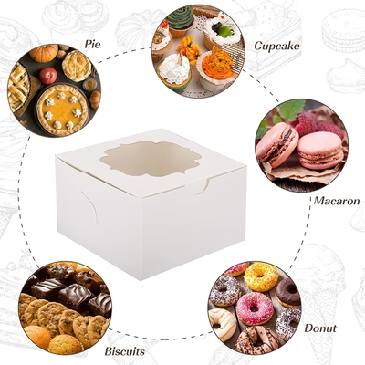 Cửa sổ hộp bánh tùy chỉnh màu trắng 4 inch cho bánh nướng nhỏ Kẹo sô cô la Dâu tây