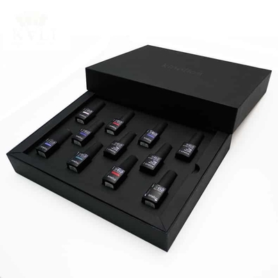 Hộp đóng gói sơn móng tay sang trọng Bộ Matt Black Handmade Logo tùy chỉnh Hộp nam châm đóng hộp