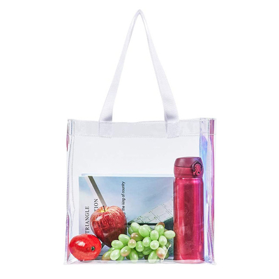 Phụ nữ đi du lịch Bãi biển Holographic Clear Tote PVC Túi mua sắm không thấm nước trong suốt