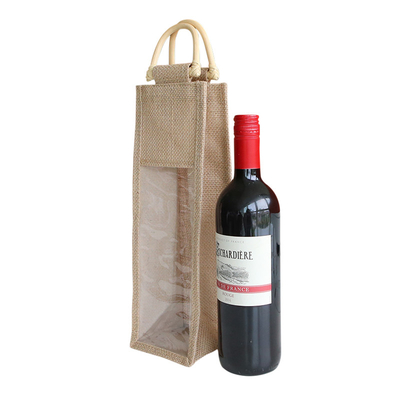 Một chai rượu vải bố Tote Lễ hội bia có thể tái chế với cửa sổ PVC