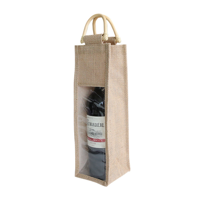 Một chai rượu vải bố Tote Lễ hội bia có thể tái chế với cửa sổ PVC