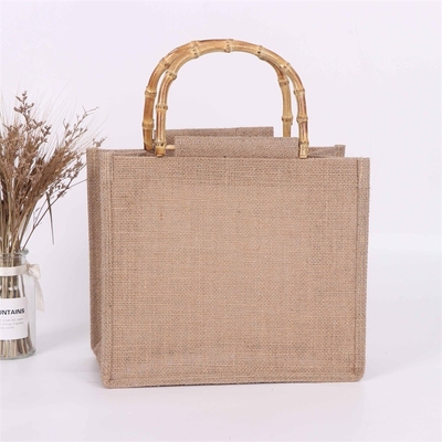 Mua sắm có thể tái sử dụng Túi tote vải bố Đay Túi tote Tay cầm bằng tre