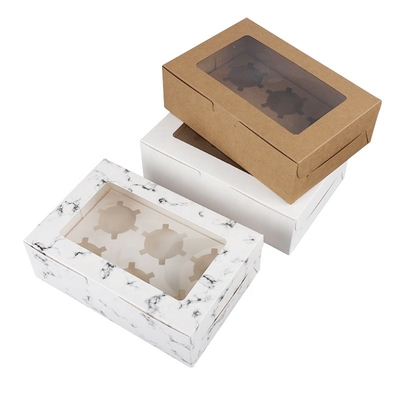 Hộp bánh tùy chỉnh Bakery Mini Muffin Cupcake Boxes 6 Holes With Window