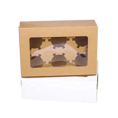 Hộp bánh tùy chỉnh Bakery Mini Muffin Cupcake Boxes 6 Holes With Window