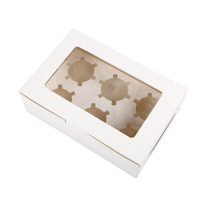 Hộp bánh tùy chỉnh Bakery Mini Muffin Cupcake Boxes 6 Holes With Window