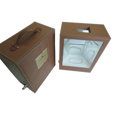 giá tốt Hộp đựng rượu sang trọng bằng bìa cứng có tay cầm Hộp trưng bày rượu bằng da trực tuyến